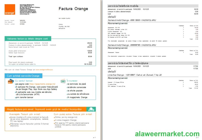 Moldova Orange utility bill version 2 scr